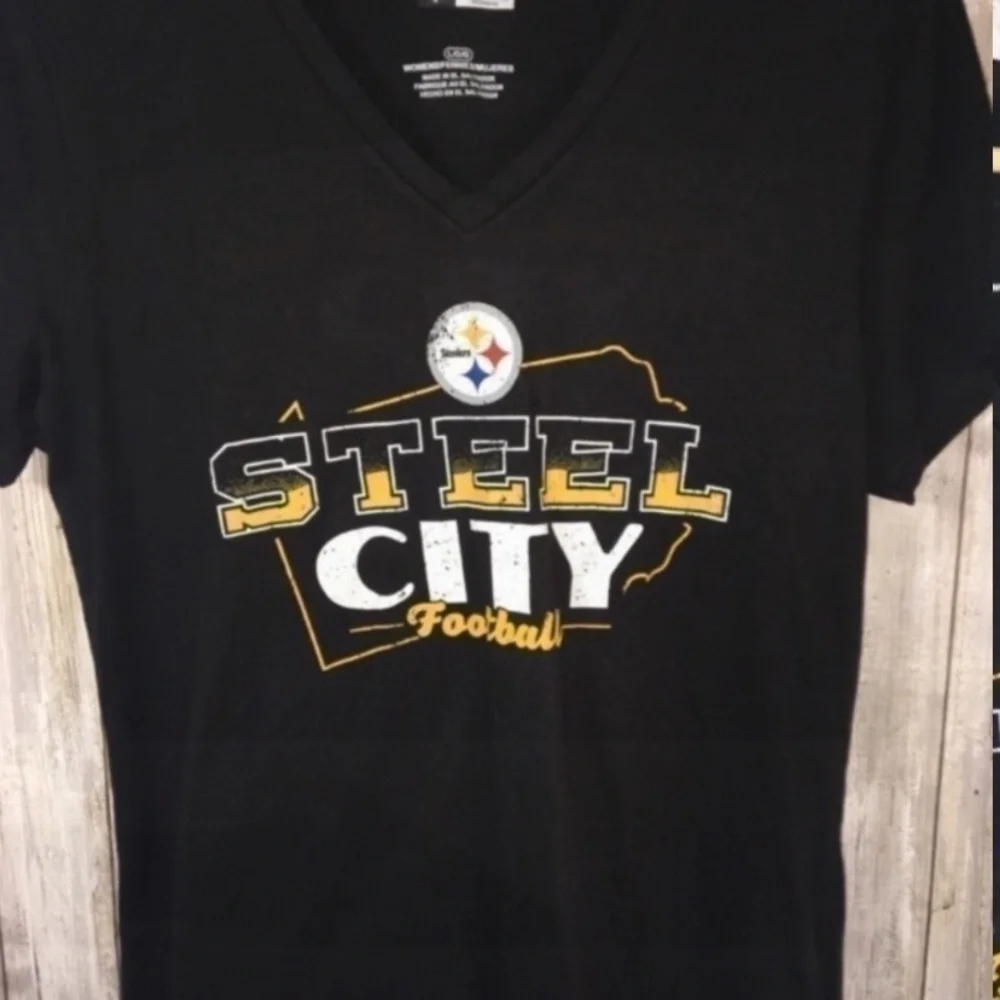 NFL Pittsburgh Steelers Steel City Black Tee Women’s Large - Picture 2 of 4